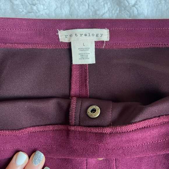 Retrology Size L Burgundy Faux Suede Long Skirt - Picture 2 of 5
